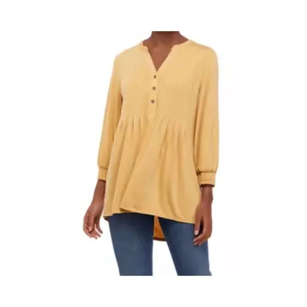 Wonderly Women's 3/4 Sleeve Tunic Henley Shirt Size Small Caramel Color